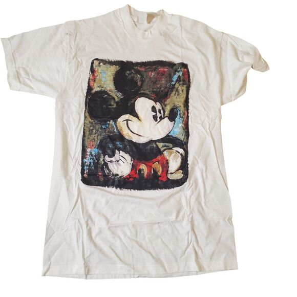 Disney Vintage 90s Mickey Mouse Art to Wear Graphic Tee T-Shirt Unisex M/L NEW - Picture 1 of 7